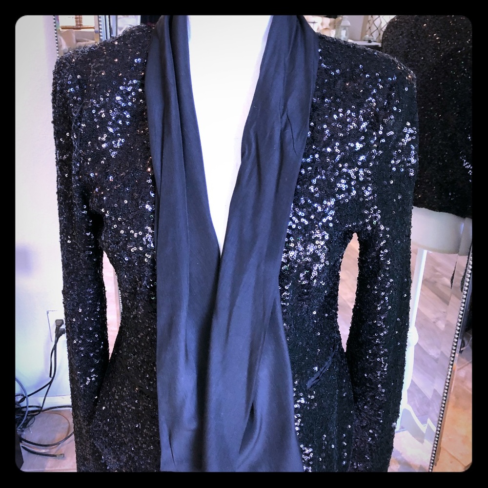 ‼️2B Bebe  Black Sequin Blazer/jacket SZ M